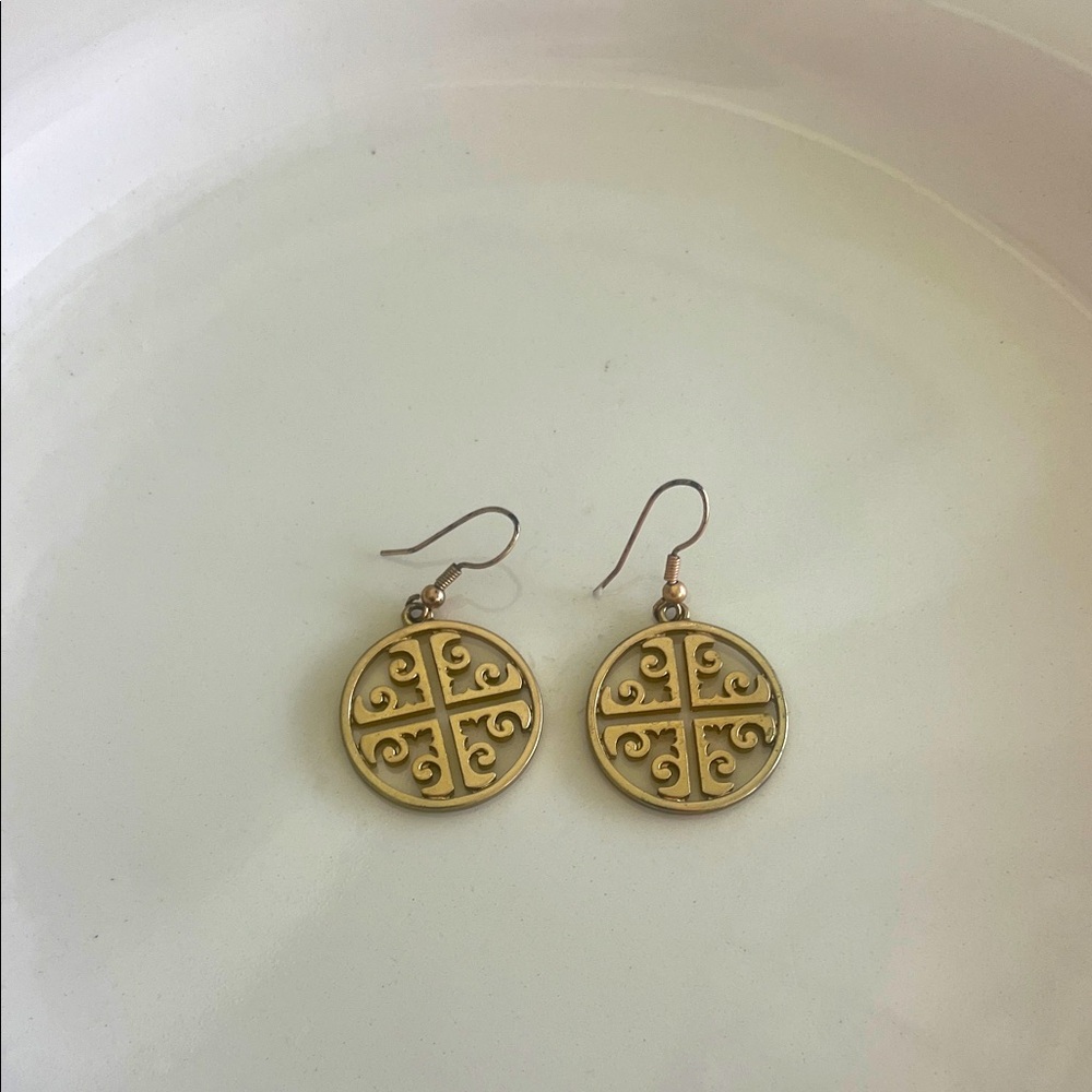 Tory Burch gold tone medallion pierced earrings